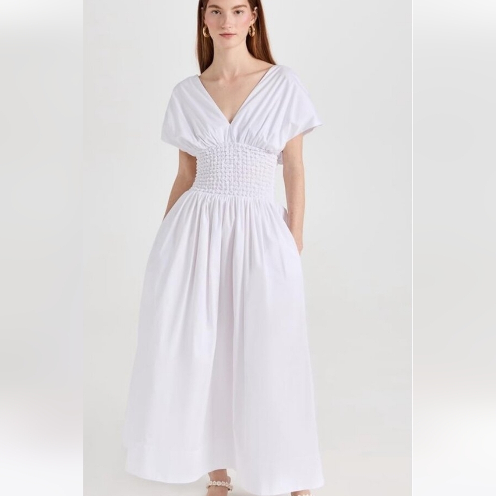 STAUD White Midi Dress